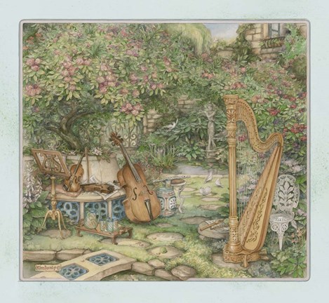 Framed Music in the Garden Print