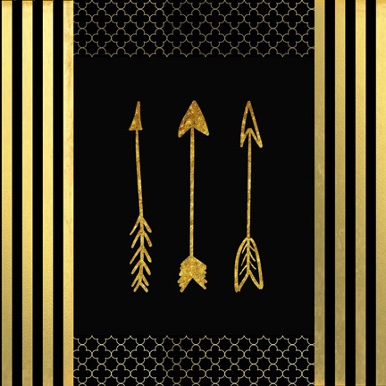 Framed Black &amp; Gold - Feathered Fashion Arrow Print