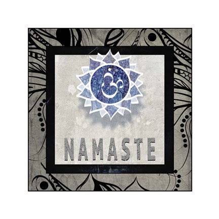 Framed Chakras Yoga Tile Namaste V2 Print