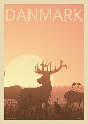 Framed Deer Park in Esbjerg Print