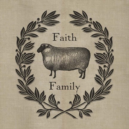 Framed Faith Family Sheep Print