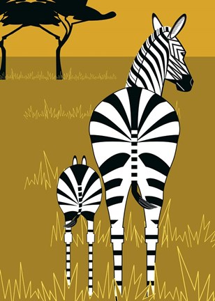 Framed Zebra Mare and Baby Print