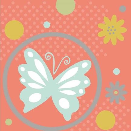 Framed Butterflies and Blooms Tranquil VII Print