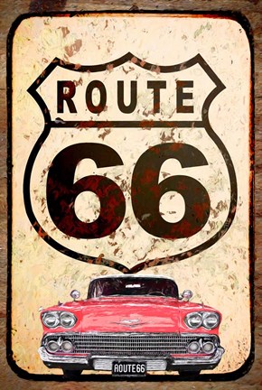 Framed Route 66 Car Print