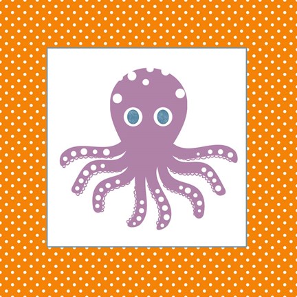 Framed Cute Purple Octopus Print