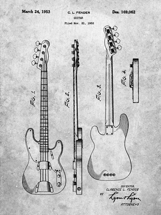Framed Guitar Patent - Slate Print