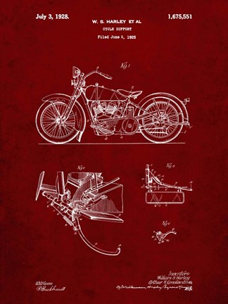 Framed Cycle Support Patent - Burgundy Print