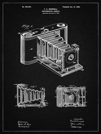 Framed Photographic Camera Patent - Vintage Black Print