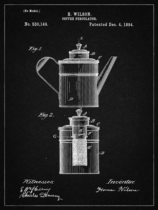 Framed Coffee Percolator Patent - Vintage Black Print