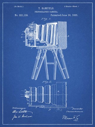 Framed Photographic Camera Patent - Blueprint Print