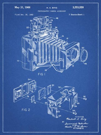 Framed Photographic Camera Accessory Patent - Blueprint Print
