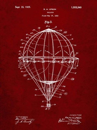 Framed Balloon Patent - Burgundy Print