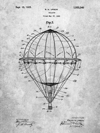 Framed Balloon Patent - Slate Print