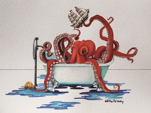 Framed Octopus Bath Time Fun II Print