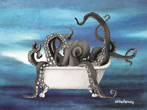 Framed Underwater Octopus Bath I Print