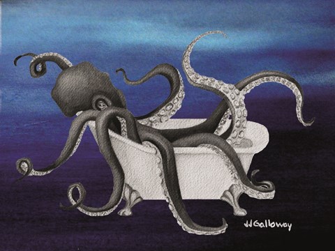 Framed Underwater Octopus Bath II Print