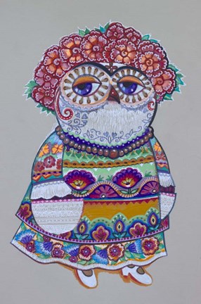 Framed Mexican Folk Owl Print