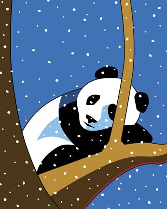 Framed Giant Panda Sleeping In Treee Print