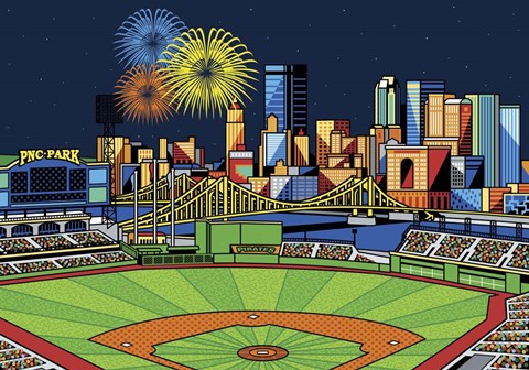 Framed PNC Park Fireworks Pittsburgh Print