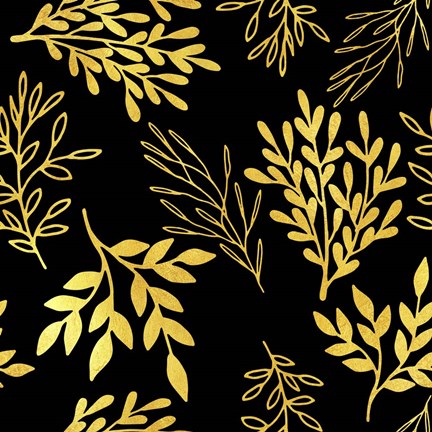 Framed Golden Leaves Pattern Print