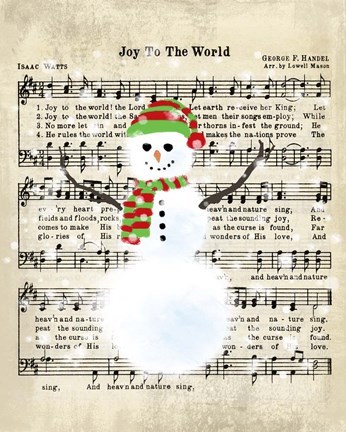 Framed Snowman Conducts Joy To The World Print