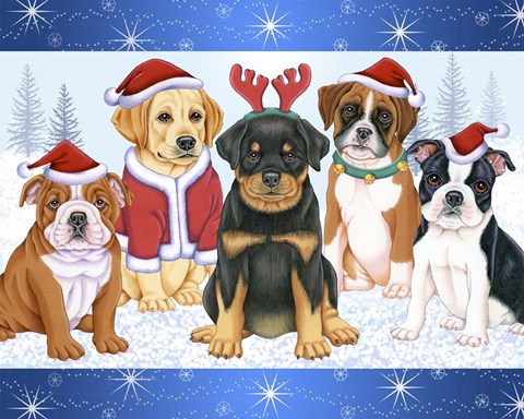 Framed Christmas Pups Print