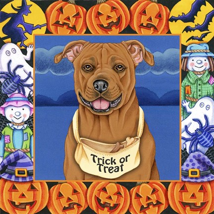 Framed Halloween Pitbull Print