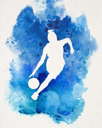 Framed Basketball Girl Watercolor Silhouette Inverted Part II Print