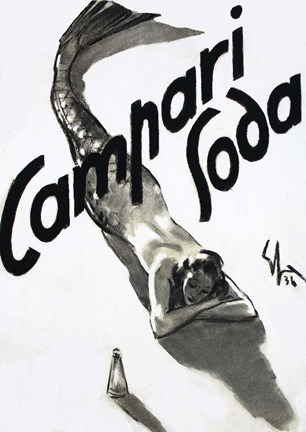 Framed Mermaid Campari 1936 Print