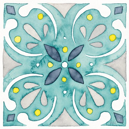 Framed Garden Getaway Tile IV Teal Print