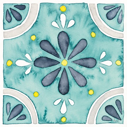 Framed Garden Getaway Tile I Teal Print