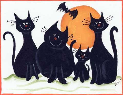 Framed Halloween Kitties Print
