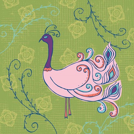 Framed Pink Peacock Print