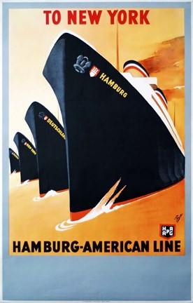 Framed Hamburg American Line Print