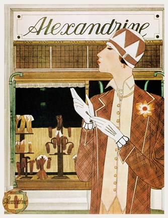 Framed Alexandrine Gloves Accessories Paris 1925 Print