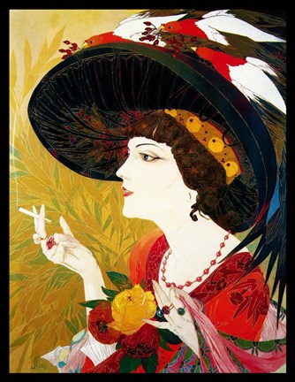 Framed De Feure Smoking Woman IV Print