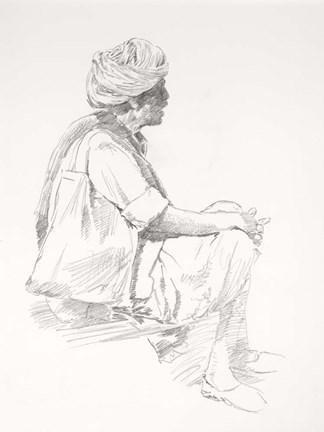 Framed Man Sitting Sketch Print