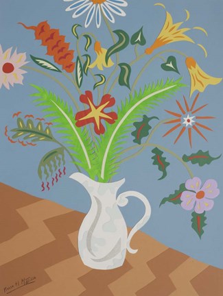 Framed Les Fleures du Printemps - White Vase Print