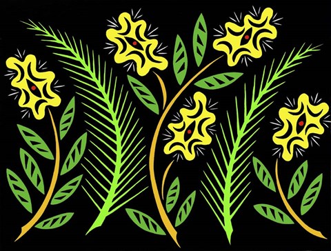 Framed Ferns and Flowers - Color Print
