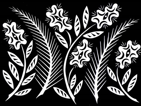 Framed Ferns and Flowers - BW Print