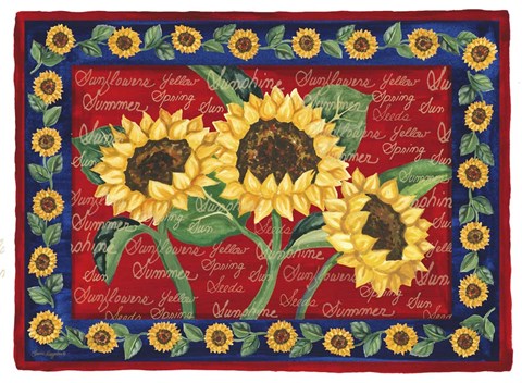 Framed Sunflower Design Print
