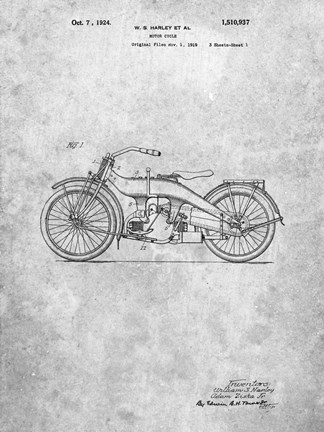 Framed Motor Cycle Patent Print