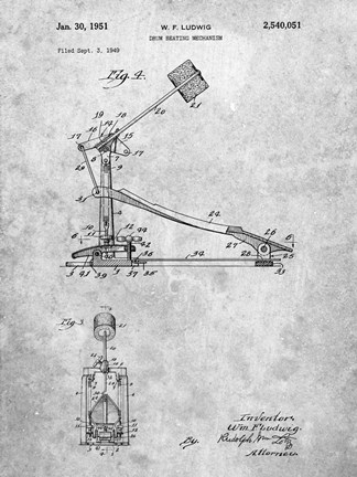 Framed Drum Beating Mechanism Patent Print