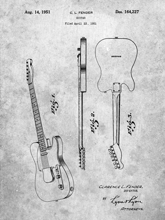 Framed Fender Guitar Patent Print