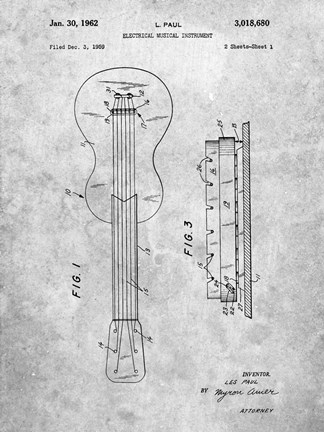Framed Electrical Musical Instrument Patent Print