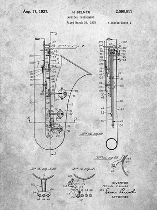 Framed Selmer Musical Instrument Patent Print