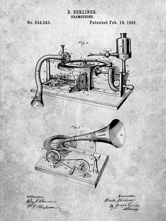 Framed Gramophone Patent Print