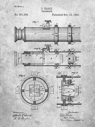 Framed Telescope Patent Print