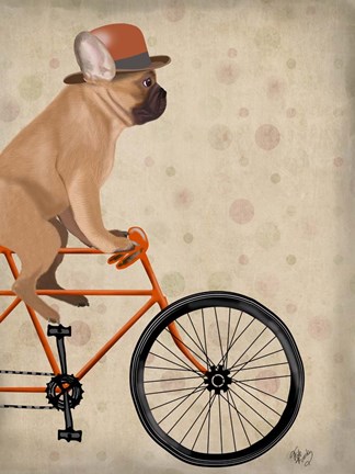 Framed French Bulldog on Bicycle Print