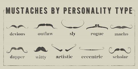 Framed Mustaches Personalities Print